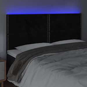 Čelo postele s LED černé 160x5x118/128 cm samet - obrázek 3