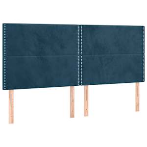 Čelo postele s LED tmavě modré 160x5x118/128 cm samet - obrázek 4