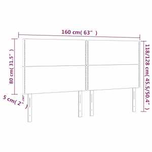 Čelo postele s LED růžové 160x5x118/128 cm samet - obrázek 6