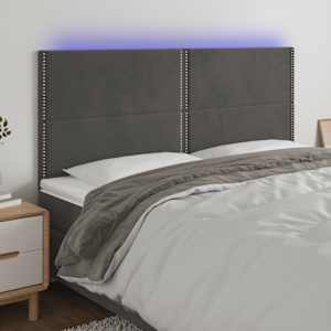 Čelo postele s LED tmavě šedé 180x5x118/128 cm samet - obrázek 1