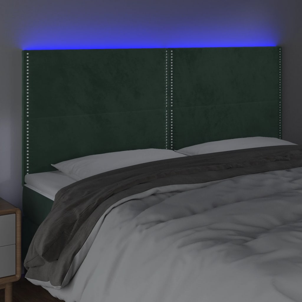 Thumbnail - vidaXL LED Kopfteil Dunkelgrün 180x5x118/128 cm Samt