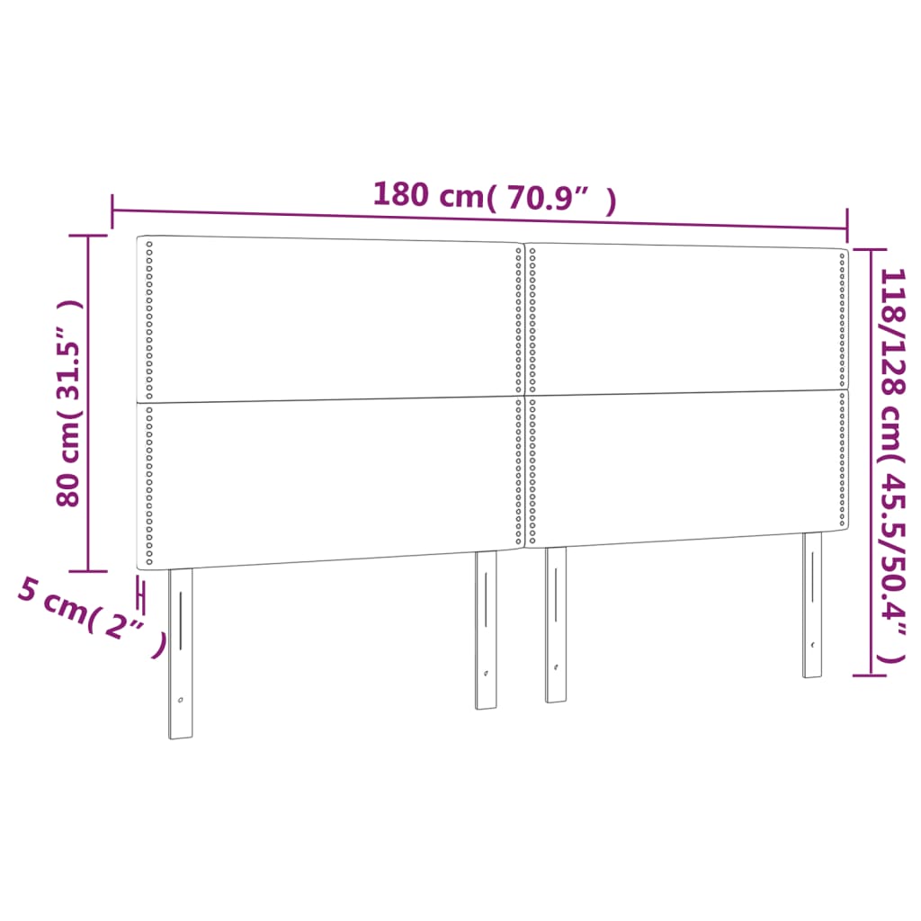 Zagłówek LED 180x118/128 cm, ciemnozielony