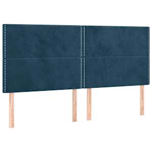 Čelo postele s LED tmavě modré 180x5x118/128 cm samet - obrázek 4