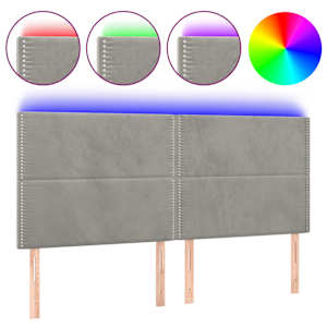 Čelo postele s LED světle šedé 200x5x118/128 cm samet - obrázek 2