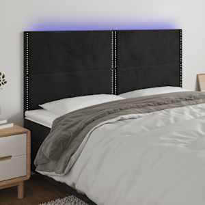 Čelo postele s LED černé 200x5x118/128 cm samet - obrázek 1