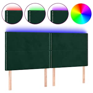 vidaXL LED-voodipeats, tumeroheline, 200x5x118/128 cm, samet