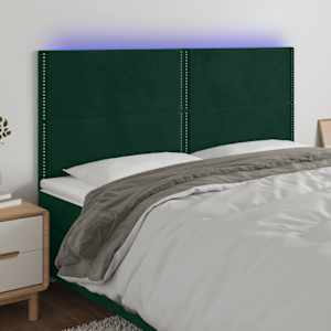 LED posteljno vzglavje temno zeleno 200x5x118/128 cm žamet