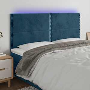 Čelo postele s LED tmavě modré 200x5x118/128 cm samet - obrázek 1