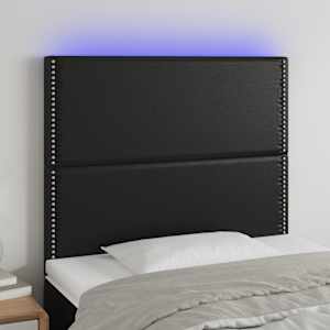 Čelo postele s LED černé 90x5x118/128 cm umělá kůže - obrázek 1