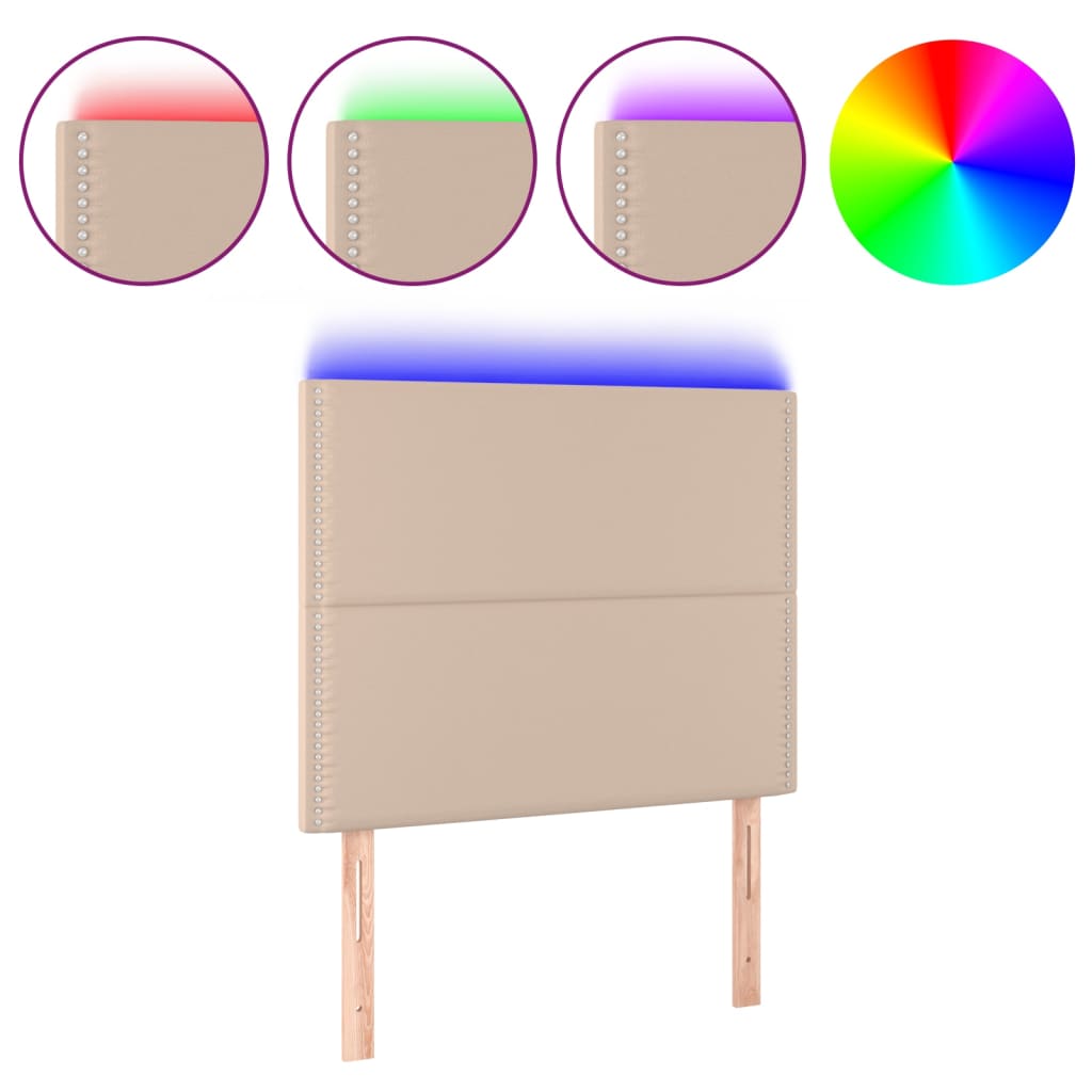 vidaXL Čelo postele s LED cappuccino 90x5x118/128 cm umělá kůže