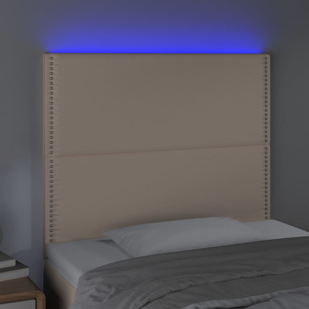 Thumbnail - vidaXL LED Kopfteil Cappuccino-Braun 90x5x118/128 cm Kunstleder
