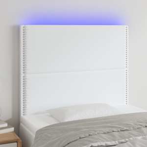 Čelo postele s LED bílé 100x5x118/128 cm umělá kůže - obrázek 1