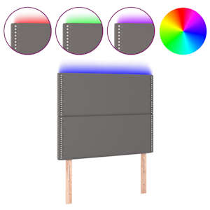 Čelo postele s LED šedé 100x5x118/128 cm umělá kůže - obrázek 2