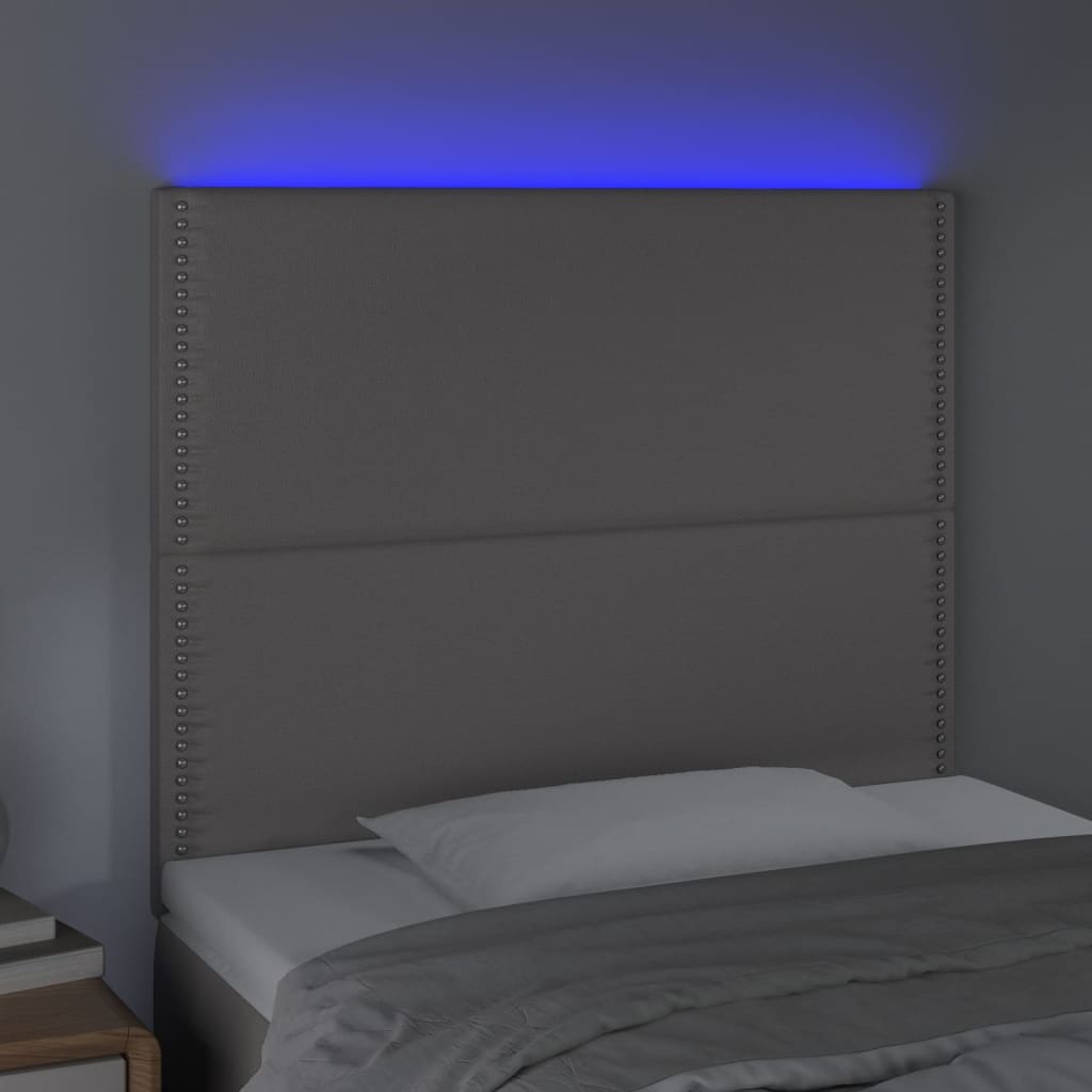 vidaXL Hoofdbord LED 100x5x118/128 cm kunstleer grijs afbeelding