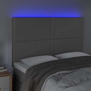 Čelo postele s LED šedé 144x5x118/128 cm umělá kůže - obrázek 3