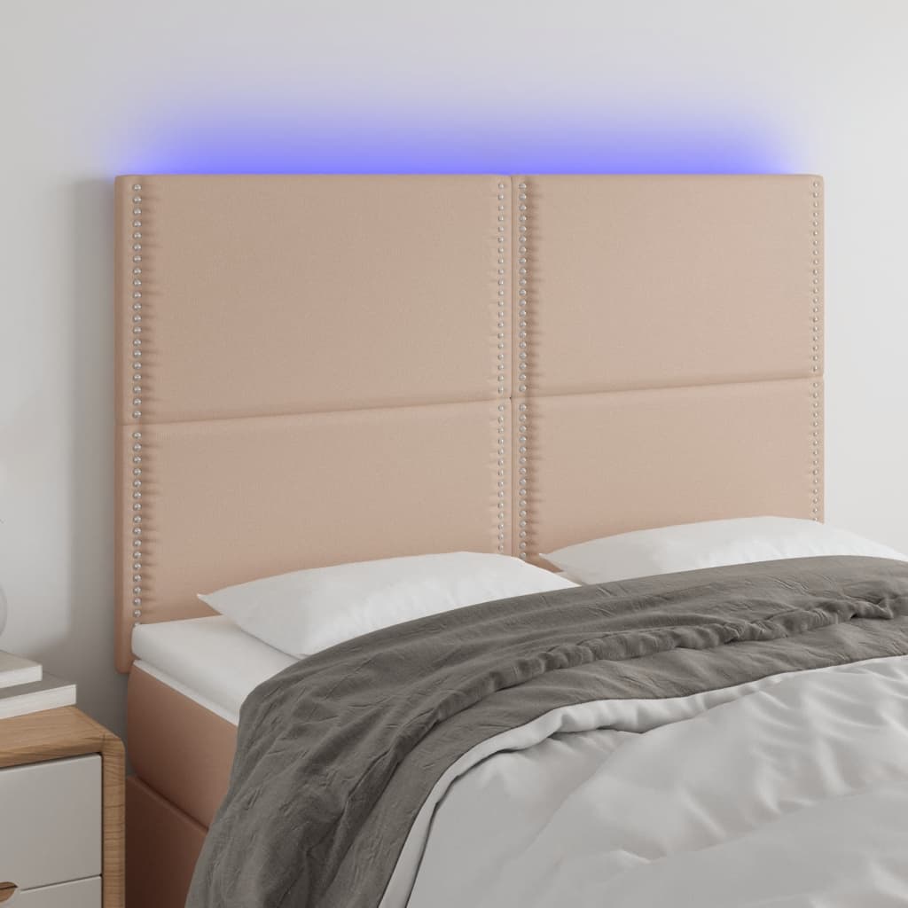 Čelo postele s LED cappuccino 144x5x118/128 cm umělá kůže
