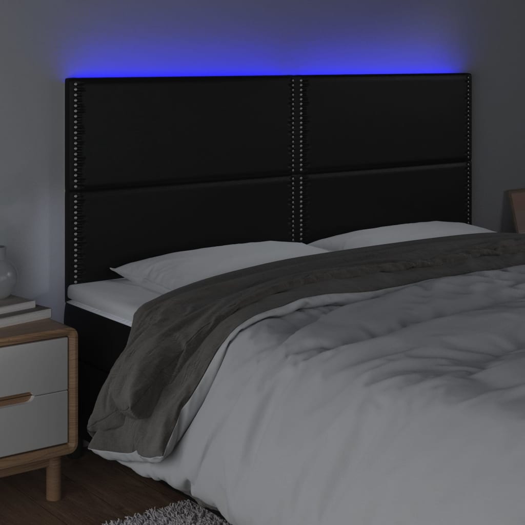 vidaXL Hoofdbord LED 160x5x118/128 cm kunstleer zwart afbeelding
