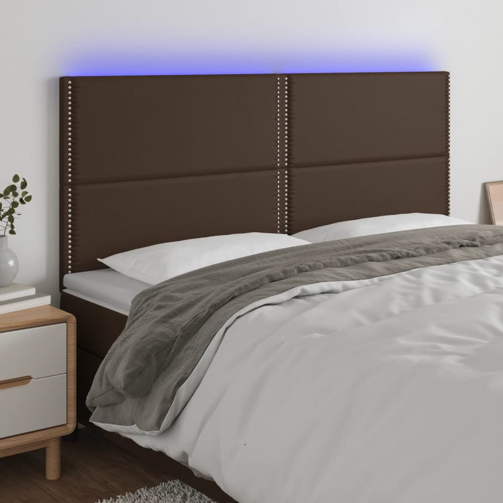 vidaXL Čelo postele s LED hnědé 160x5x118/128 cm umělá kůže