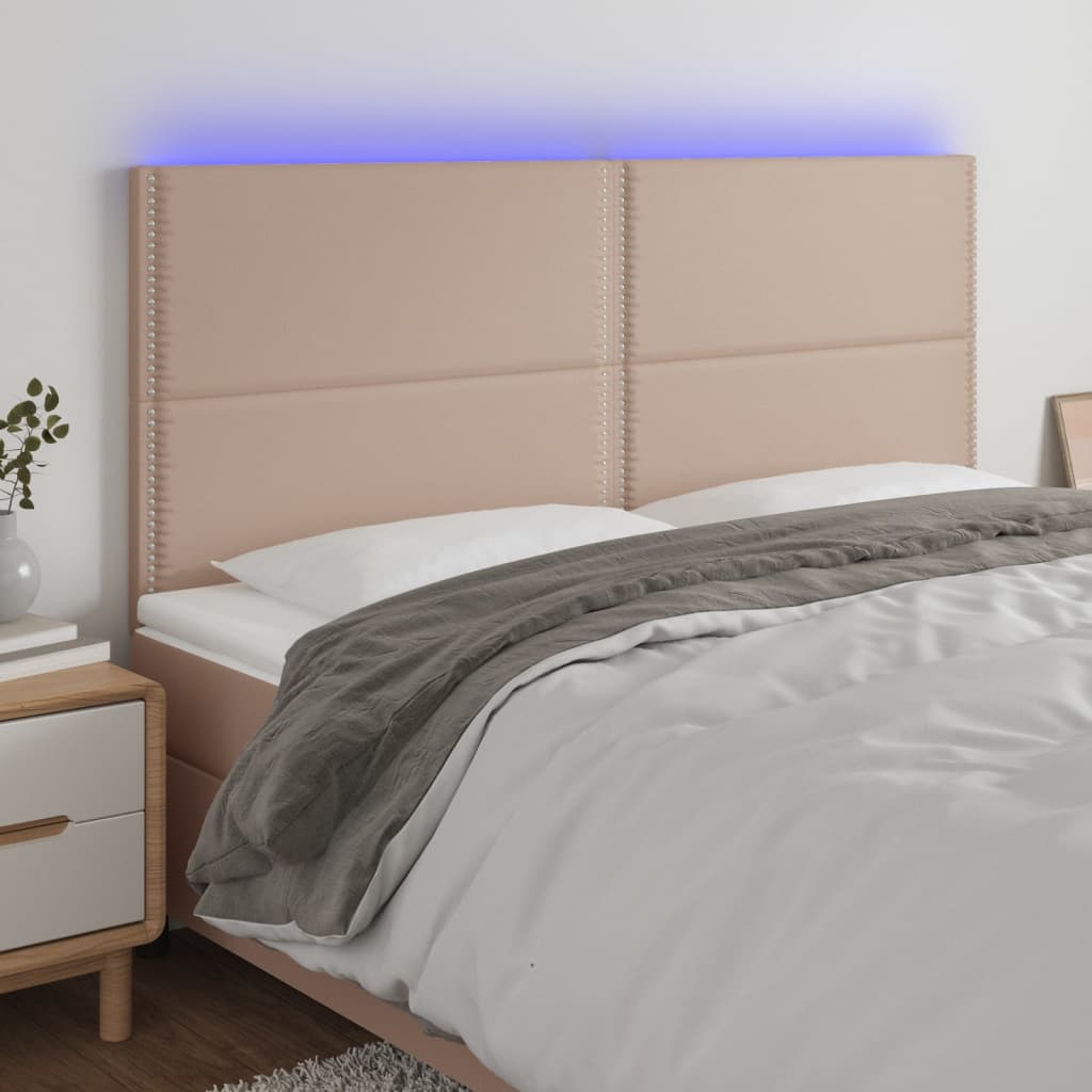 Čelo postele s LED cappuccino 160x5x118/128 cm umělá kůže