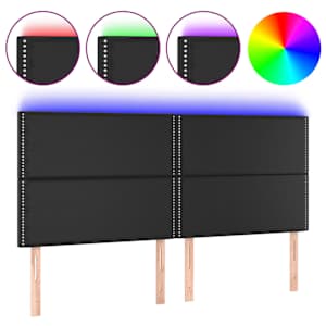 vidaXL LED-voodipeats, must, 180x5x118/128 cm, kunstnahk