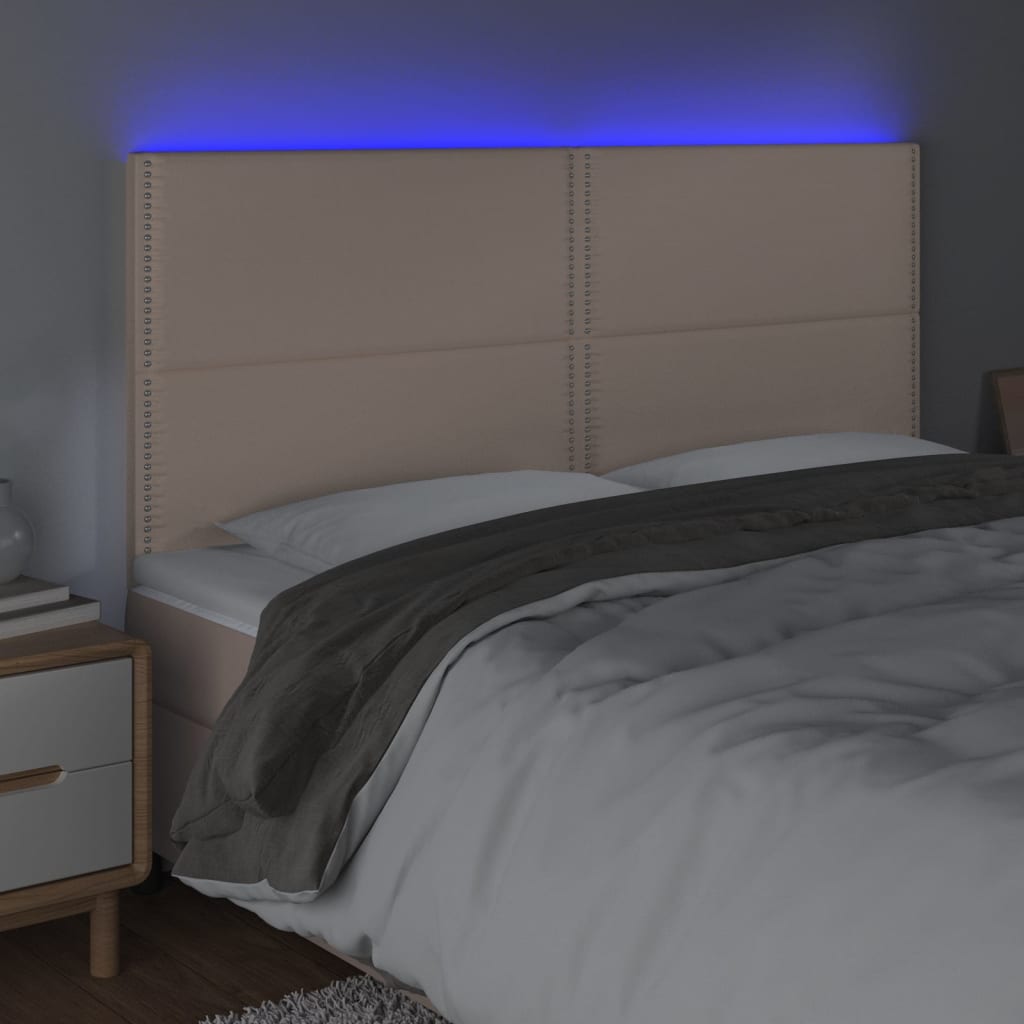Thumbnail - vidaXL LED Kopfteil Cappuccino-Braun 180x5x118/128cm Kunstleder
