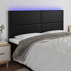 Čelo postele s LED černé 200x5x118/128 cm umělá kůže - obrázek 1