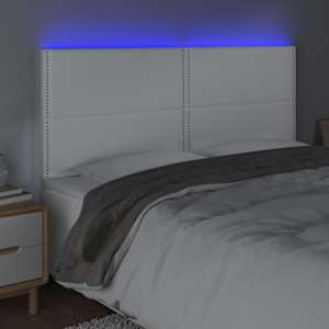 Čelo postele s LED bílé 200x5x118/128 cm umělá kůže - obrázek 3
