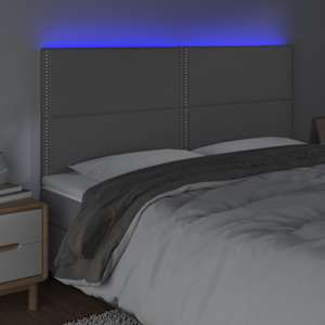 Čelo postele s LED šedé 200x5x118/128 cm umělá kůže - obrázek 3