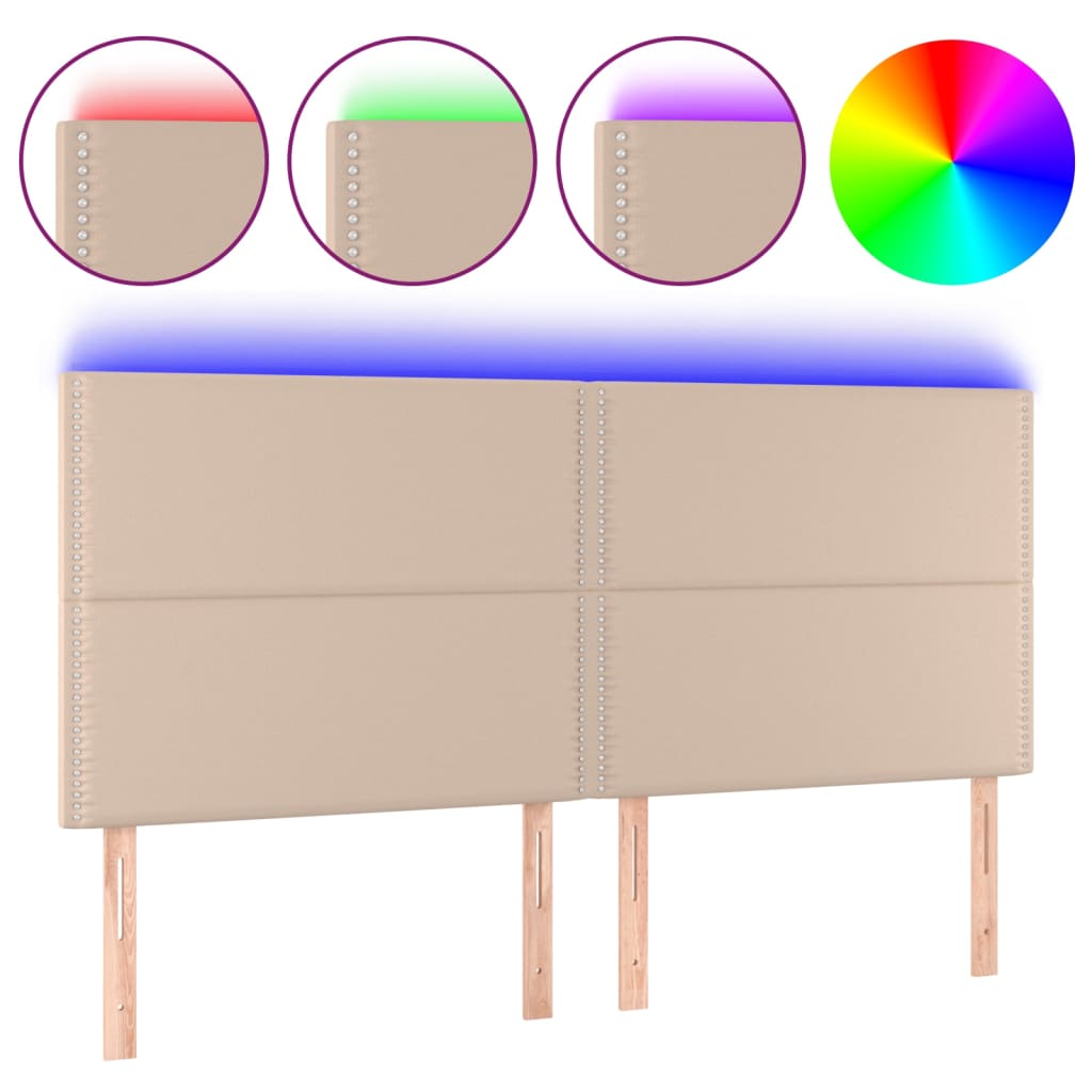 vidaXL Čelo postele s LED cappuccino 200x5x118/128 cm umělá kůže