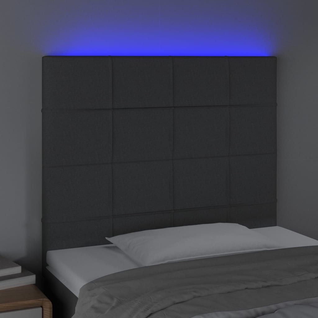 vidaXL Hoofdbord LED 80x5x118/128 cm stof donkergrijs afbeelding