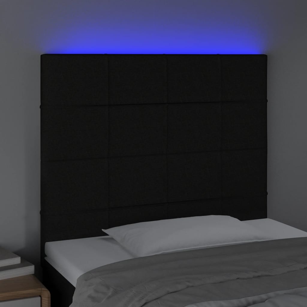 Thumbnail - vidaXL LED Kopfteil Schwarz 80x5x118/128 cm Stoff