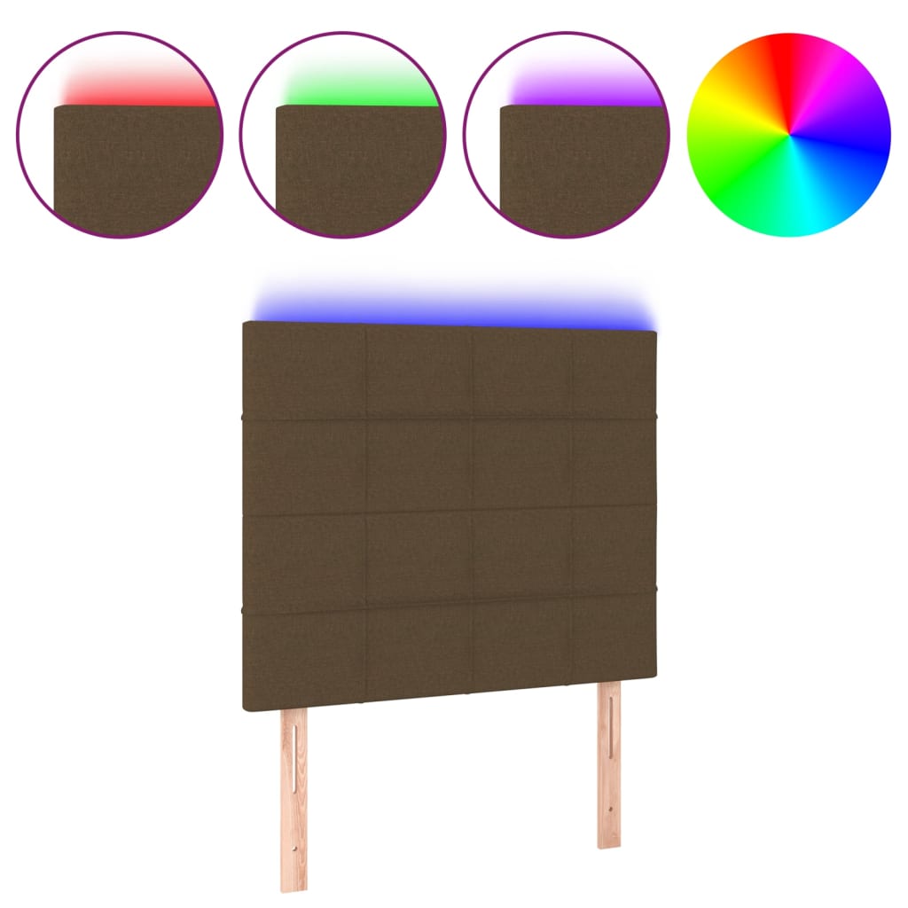 Thumbnail - vidaXL LED Kopfteil Dunkelbraun 80x5x118/128 cm Stoff