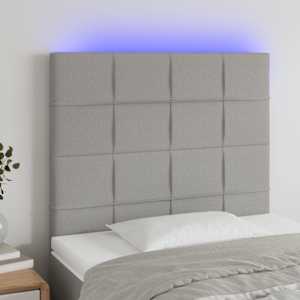 Čelo postele s LED světle šedé 90x5x118/128 cm textil - obrázek 1