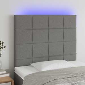 Čelo postele s LED tmavě šedé 90x5x118/128 cm textil - obrázek 1