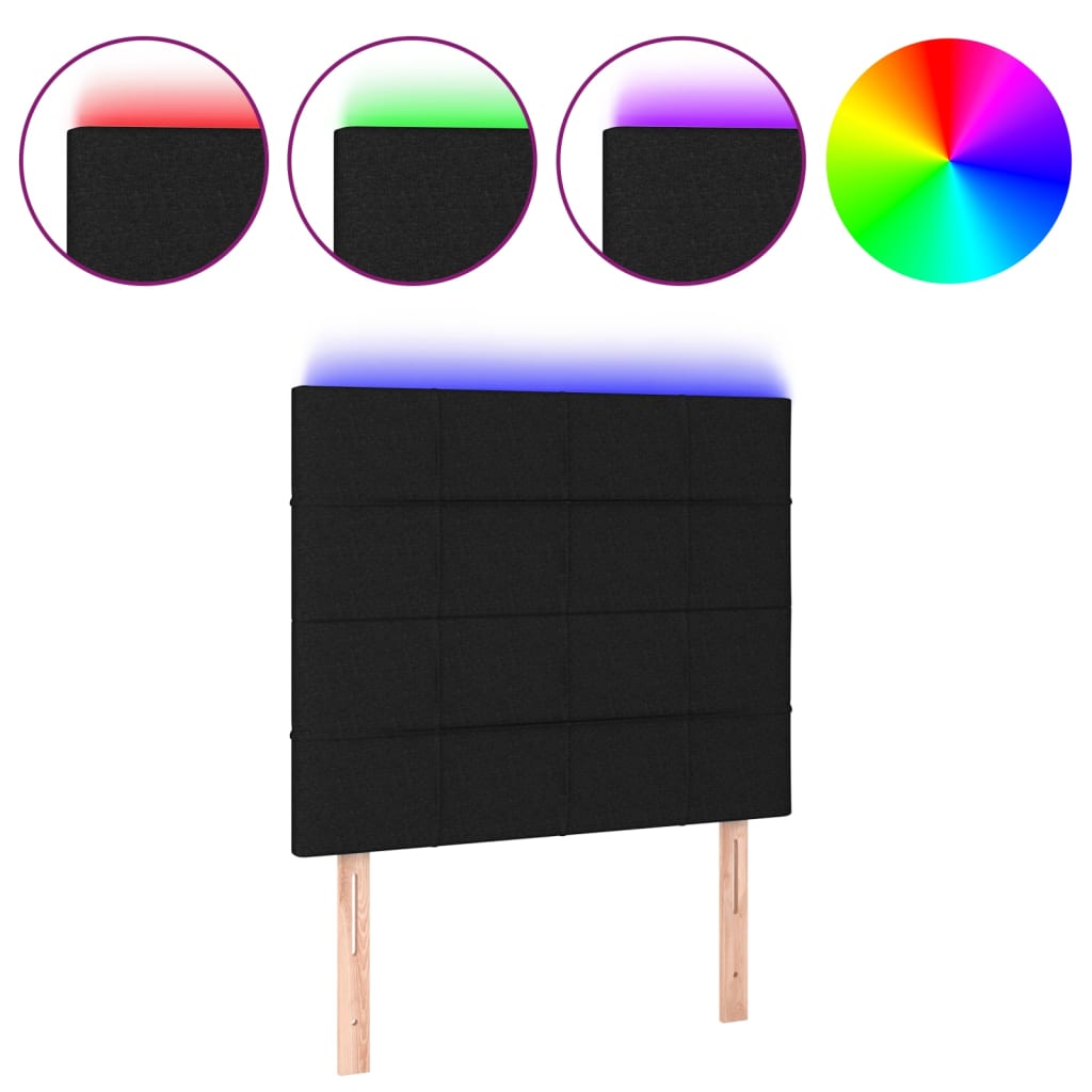 vidaXL Čelo postele s LED černé 90x5x118/128 cm textil