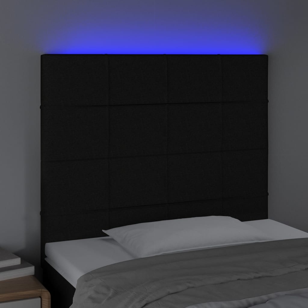 vidaXL fekete szövet LED-es fejtámla 90x5x118/128 cm