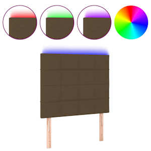 Čelo postele s LED tmavě hnědé 90x5x118/128 cm textil - obrázek 2