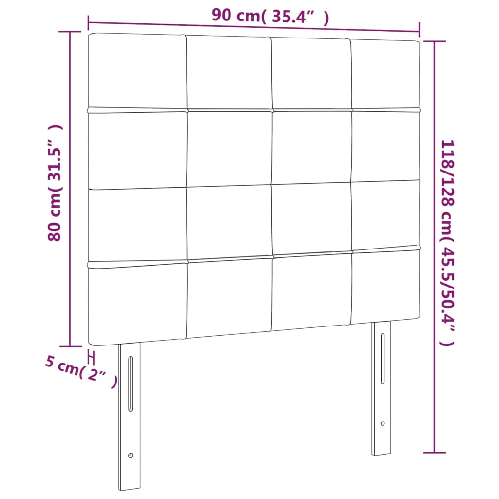 Klasyczny zagłówek LED, brąz, 90x5x118/128 cm