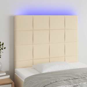 Čelo postele s LED krémové 90x5x118/128 cm textil - obrázek 1