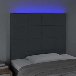 Čelo postele s LED tmavě šedé 100x5x118/128 cm textil - obrázek 3