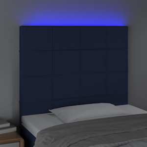 Čelo postele s LED modré 100x5x118/128 cm textil - obrázek 3