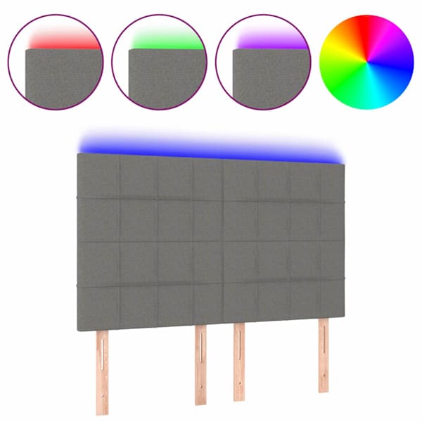 vidaXL LED-voodipeats, tumehall, 144x5x118/128 cm, kangas