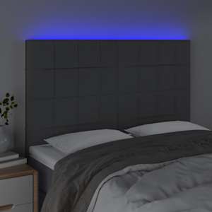 Čelo postele s LED tmavě šedé 144x5x118/128 cm textil - obrázek 3