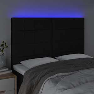 Čelo postele s LED černé 144x5x118/128 cm textil - obrázek 3