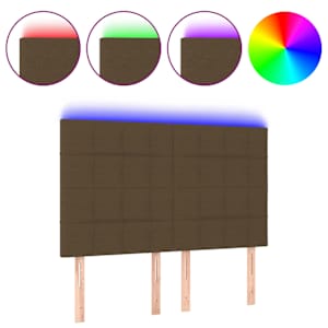 Čelo postele s LED tmavě hnědé 144x5x118/128 cm textil - obrázek 2