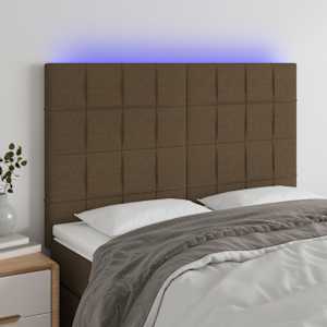 Čelo postele s LED tmavě hnědé 144x5x118/128 cm textil - obrázek 1