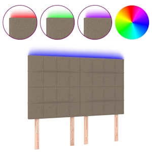 Čelo postele s LED taupe 144x5x118/128 cm textil - obrázek 2