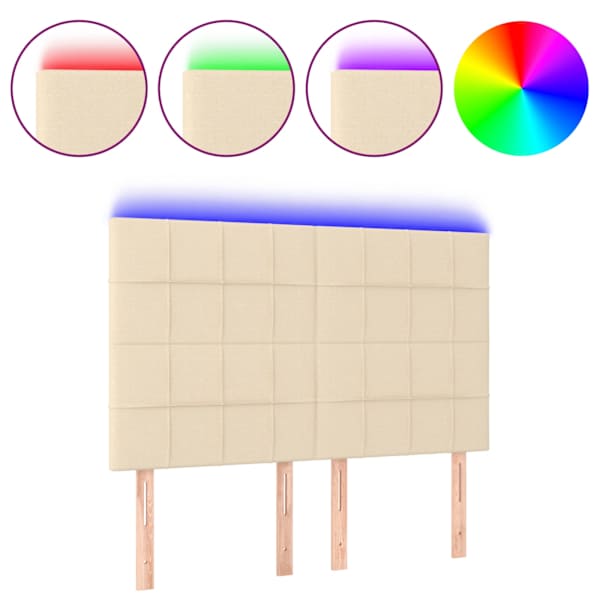 vidaXL LED-voodipeats, kreemjas, 144x5x118/128 cm, kangas