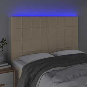 Čelo postele s LED krémové 144x5x118/128 cm textil - obrázek 3