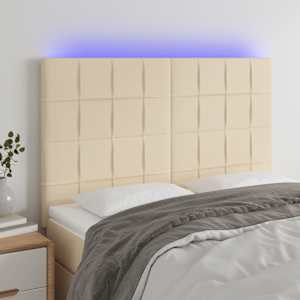 Čelo postele s LED krémové 144x5x118/128 cm textil - obrázek 1